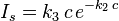 I_s=k_3\,c\,e^{-k_2\,c}