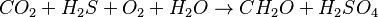 CO_2 + H_2S + O_2 + H_2O \rightarrow CH_2O + H_2SO_4