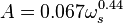 A=0.067\omega_{s}^{0.44}