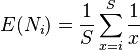E(N_i) = {1\over S }\sum_{x = i}^S{1\over x }