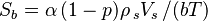 S_b=\alpha\,(1-p)\rho\,_s V_s\,/(bT)