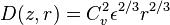 D(z,r)=C^2_v \epsilon ^{2/3} r^{2/3}